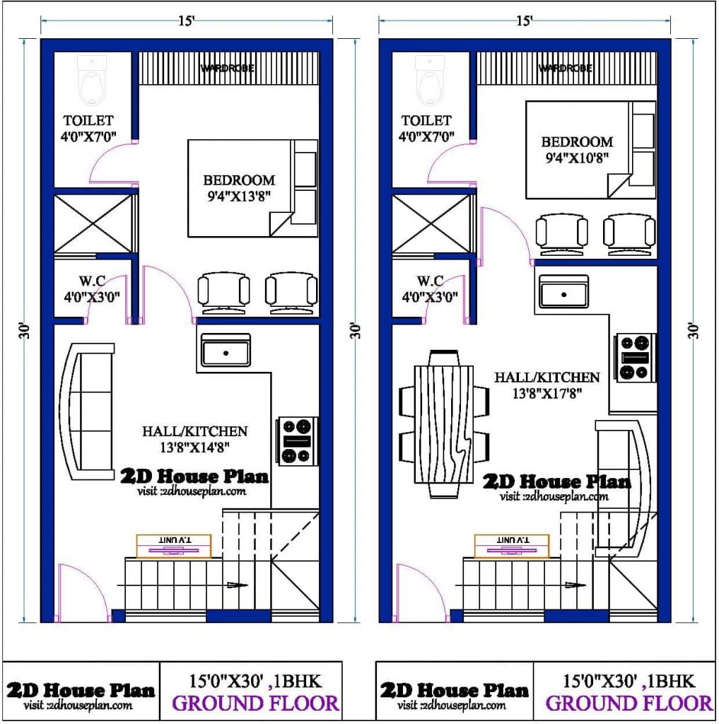 15 by 30 house plan with car parking
