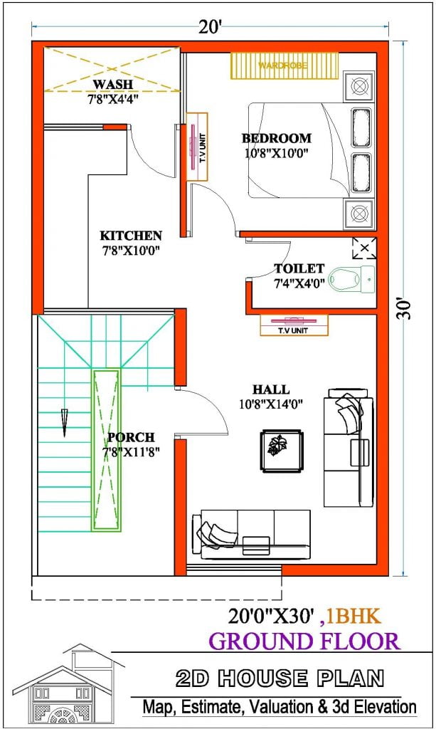 20 By 30 Indian House Plans Best 1bhk
