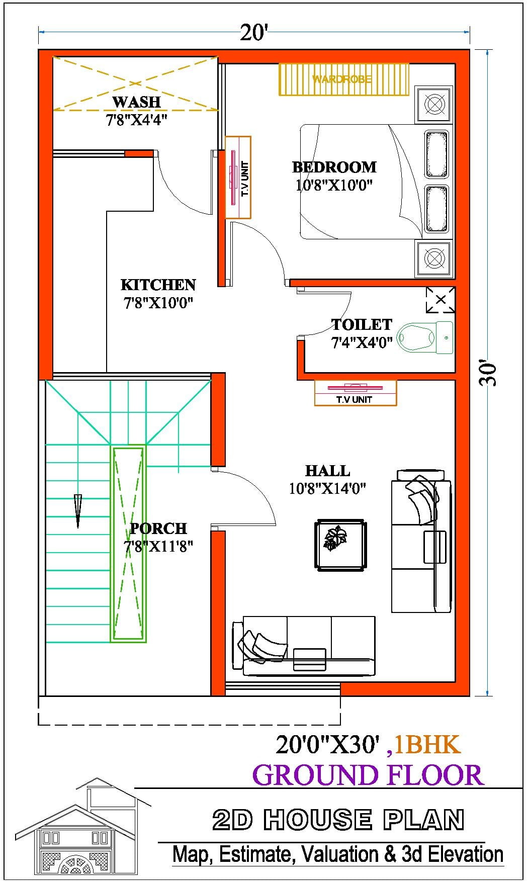 20 by 30 Indian house plans | best 1bhk & 2bhk house plans