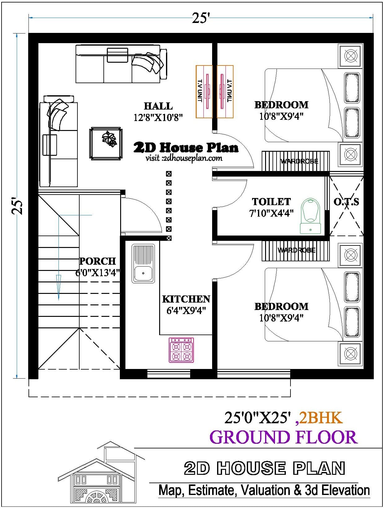 25 x 25 house plan