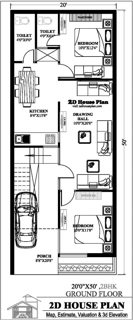 20 50 house plan 3d elevation