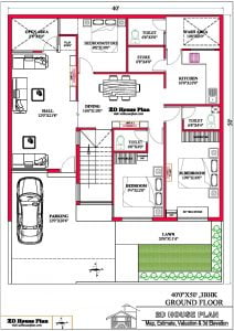40 50 House Plans | Best 3bhk & 4bhk House Plan In 2000 Sqft