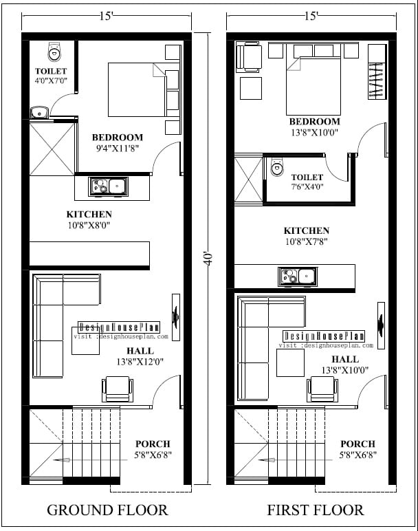 15 X 40 House Plan With Car Parking, 40 Feet By 60 House Plans