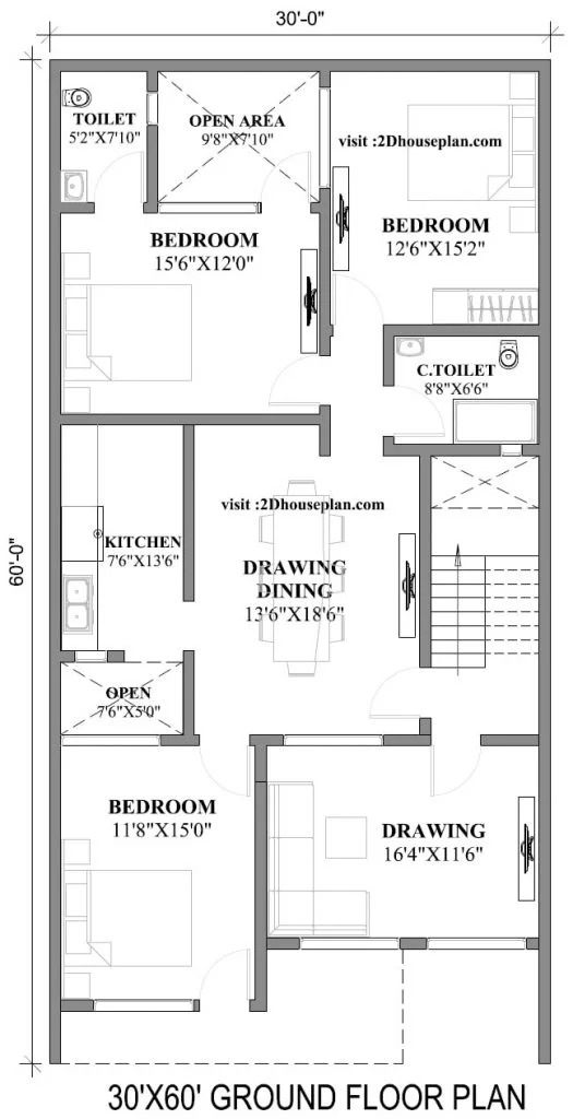 30 60 house plan first floor