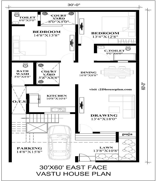30 By 60 House Design Best 800 Sqft, 40 Feet By 60 House Plans