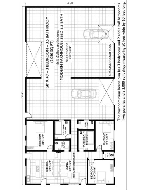 50x100 barndominium floor plans with shop