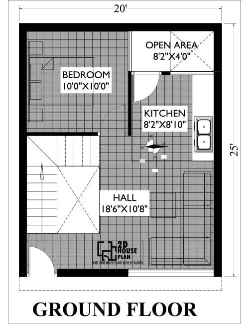 20x25 duplex house plans east facing ground floor