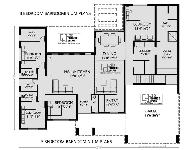 3 Bedroom Barndominium Plans | Best Barndominium Floor Plans