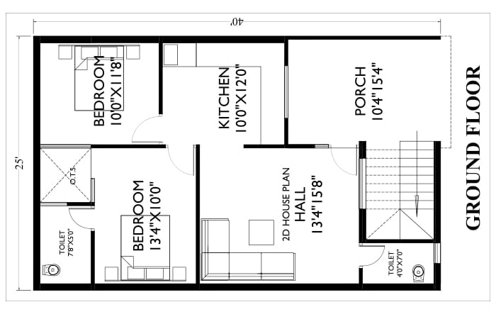 duplex house plans for 25x40 site