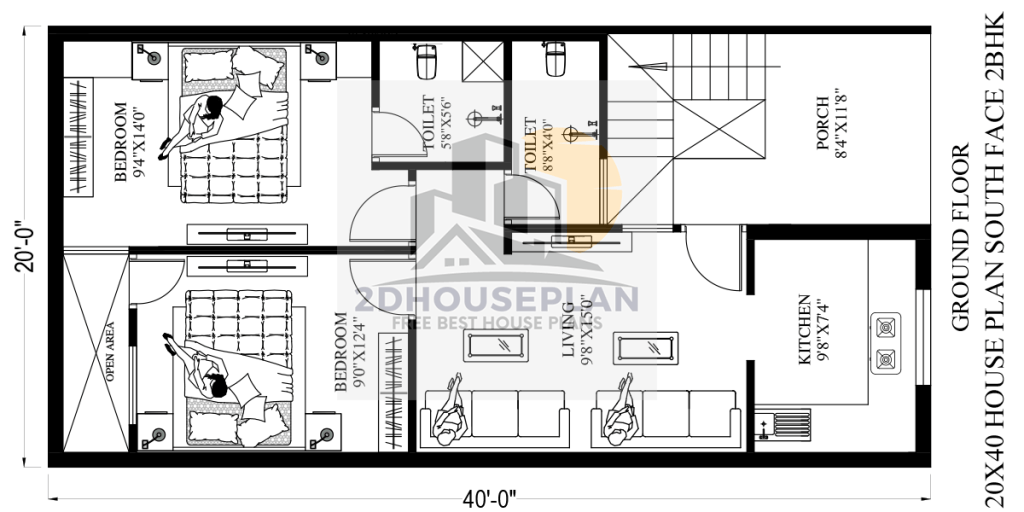 20x40 budget friendly house plan with parking