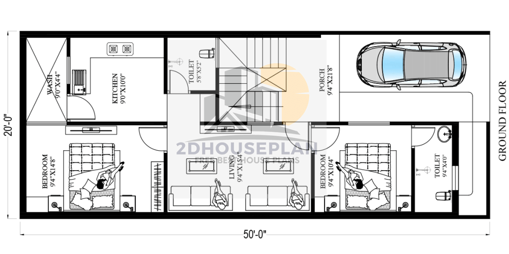 20x50 square feet house plans