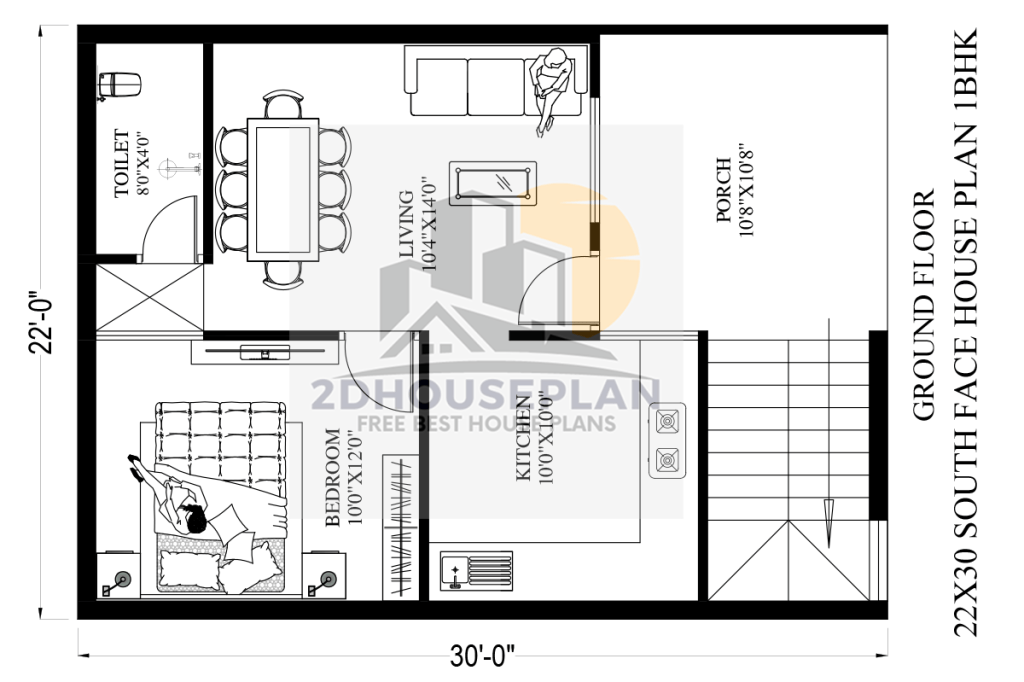 22x30 house plans south facing with car parking