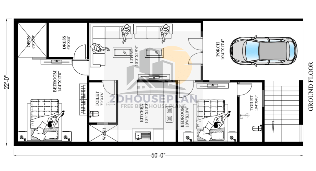 22x50 house plan
