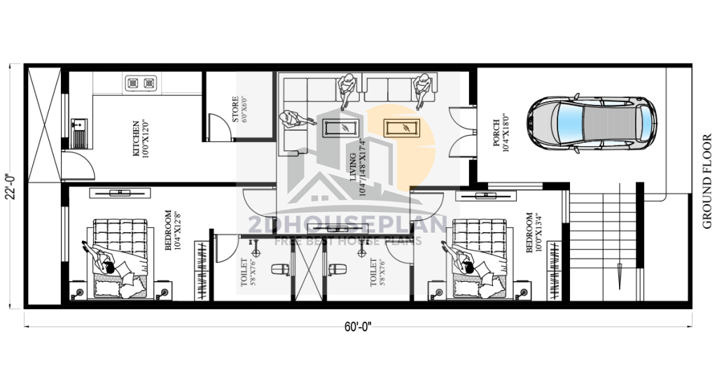 Modern 22x60 House Plan With Parking Space