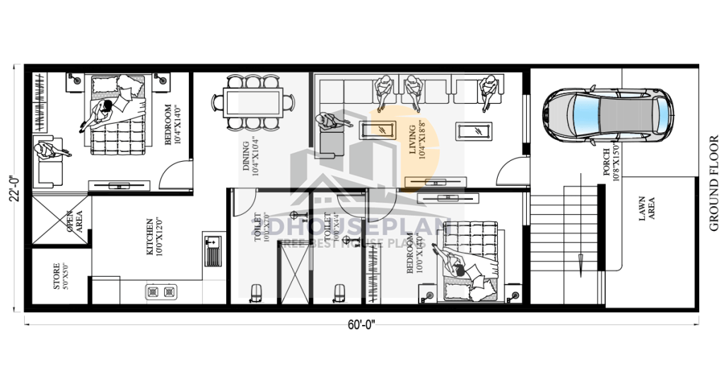 22x60 house plan