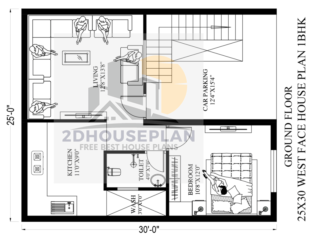 25 by 30 Feet Modern House Plans With Car Parking