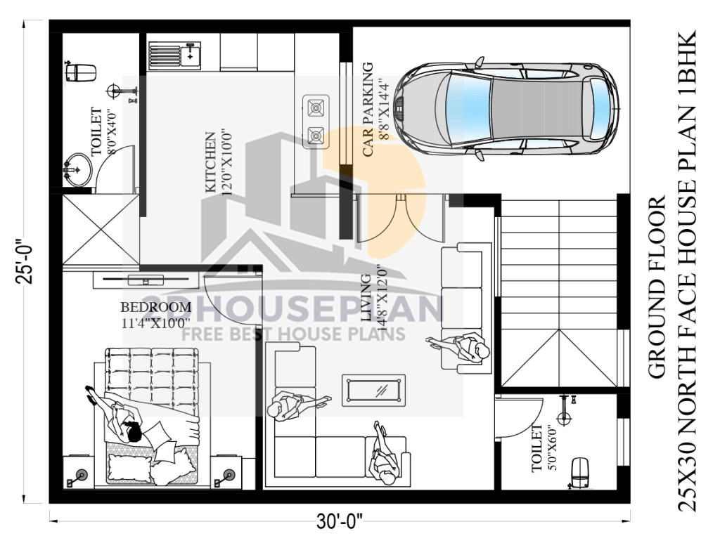 25*30 house plan with car parking