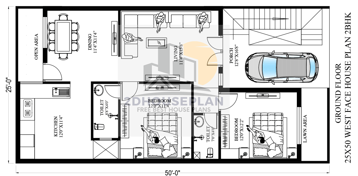 Ground Floor 25x50 House Plan