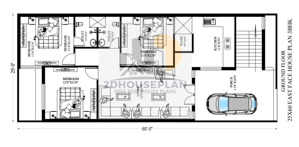 25x60 house design with parking