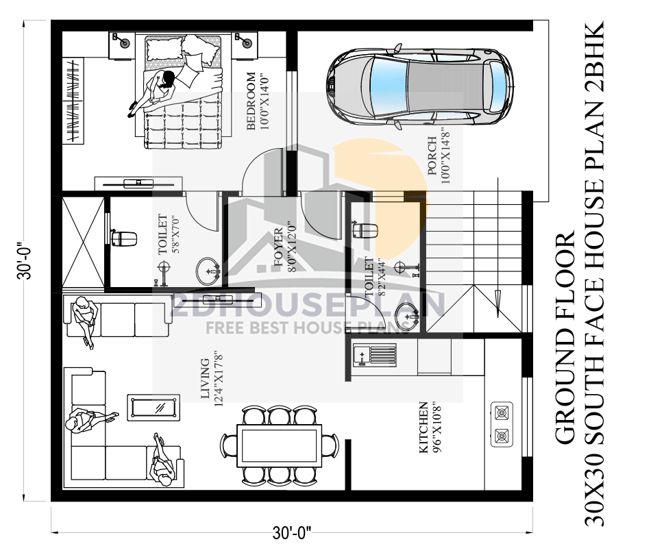 30 x 30 house plans with car parking