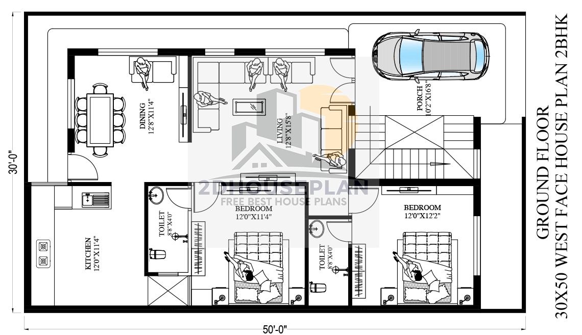 30 Feet By 50 Feet House Plans With Parking | 1500 Sq. Ft