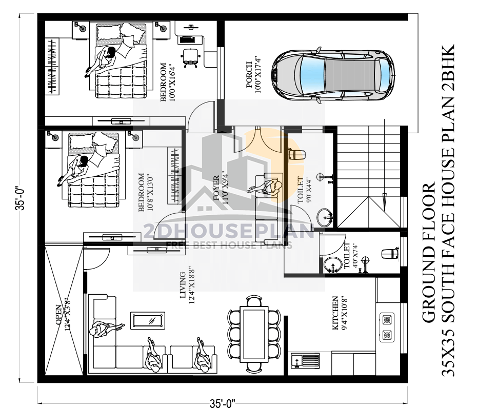 35x35 feet house plan