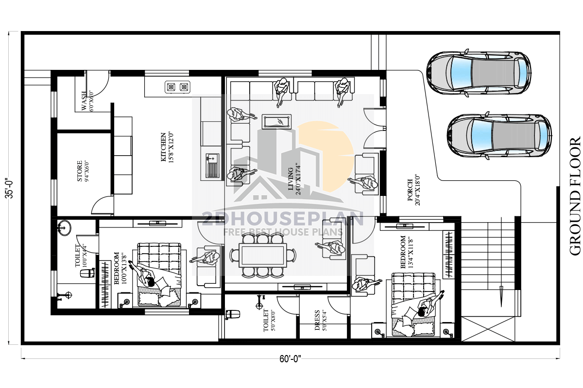 Simple 35x60 Feet House Design