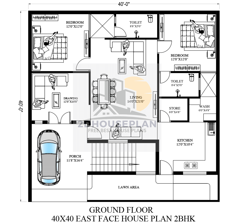 Simple 40x40 House Design Small Family Plans