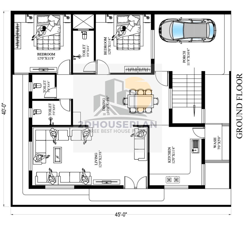 40x45 house plans indian style with car parking