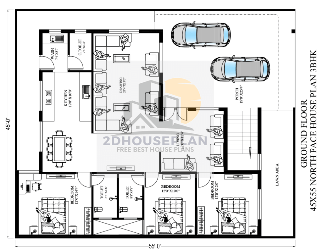 45x55 house plan