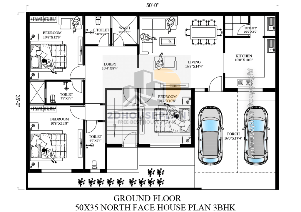 50 x 35 house plans north facing