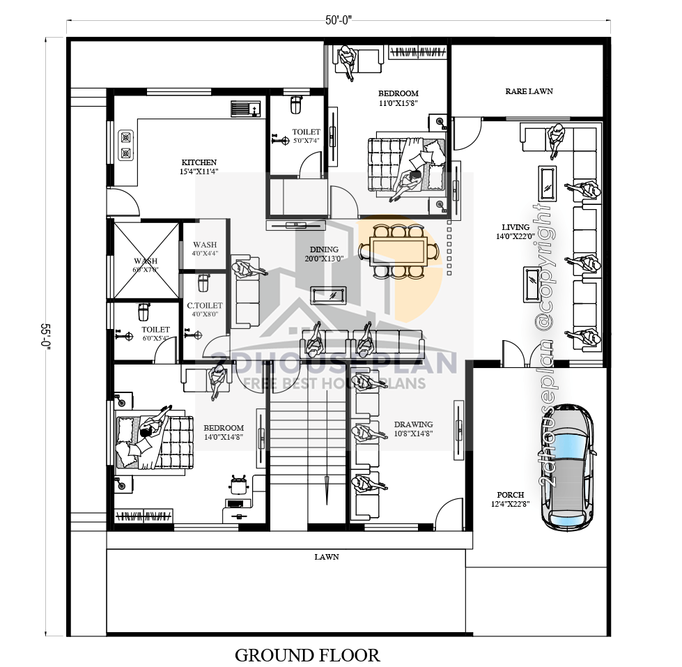 50x55 house plan